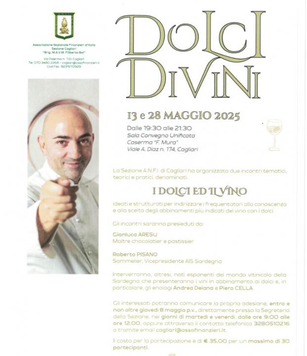 Incontri teorico-pratici, propedeutici alla conoscenza e degustazione dei dolci e del vino.