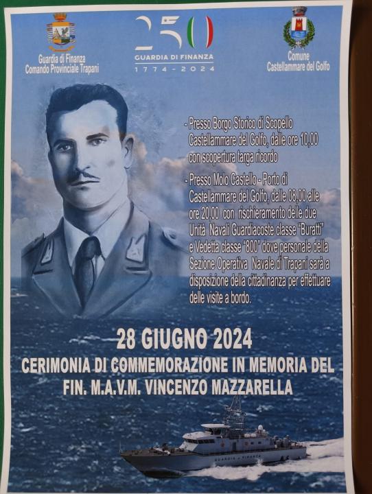 Commemorazione del 76° Anniversario dell’uccisione del Finanziere M.A.V.M. Vincenzo MAZZARELLA