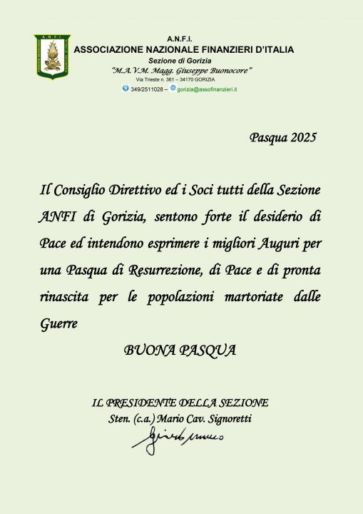 SEZIONE ANFI DI GORIZIA - SANTA PASQUA 2025